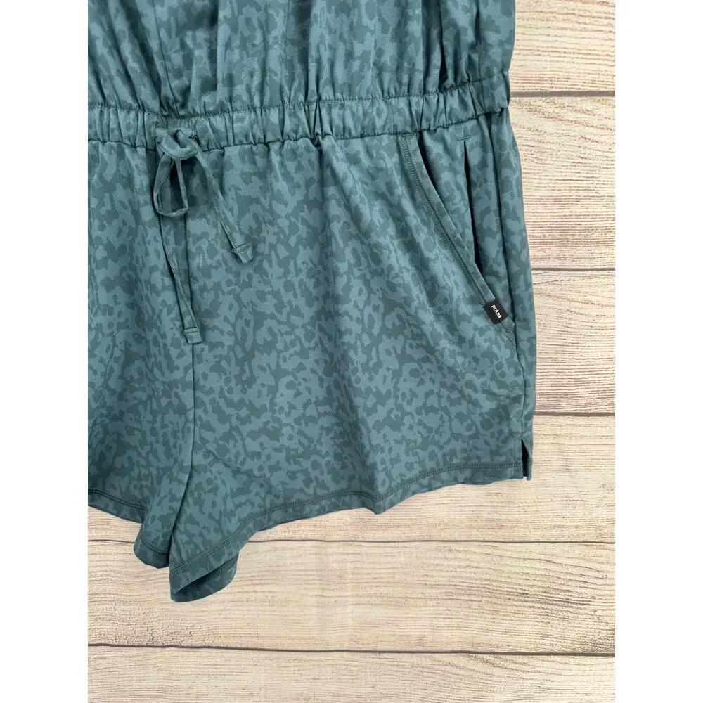 prAna Rallay Romper Womens XL Bluefin Wild Blue Animal Print UPF Hybrid NEW‎